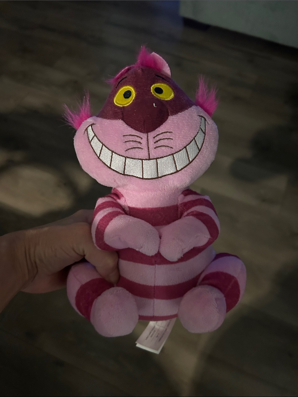Disney Cheshire Cat Pink Plush Toy with Yellow Eyes